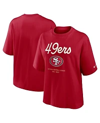 Nike Women's Scarlet San Francisco 49ers Essential Script Relaxed Boxy T-Shirt