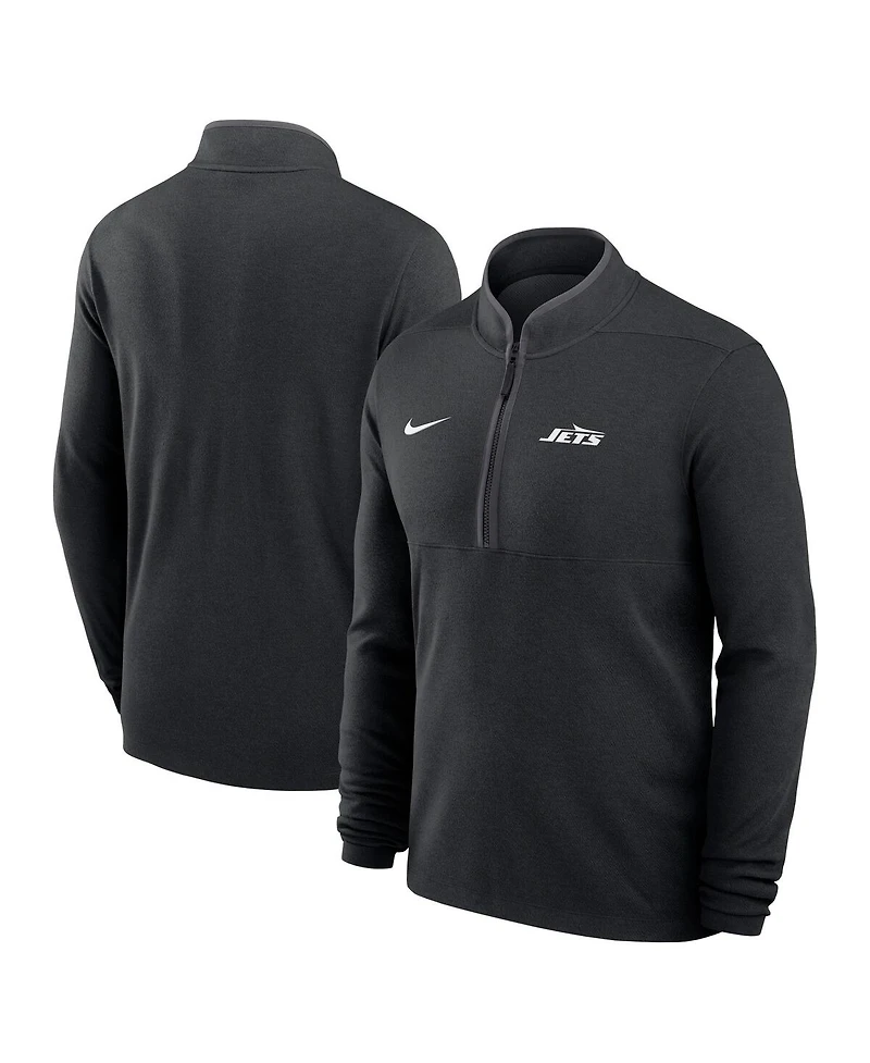 Nike Men's Black New York Jets Lightweight Victory Dri-fit Half-Zip Pullover Hoodie