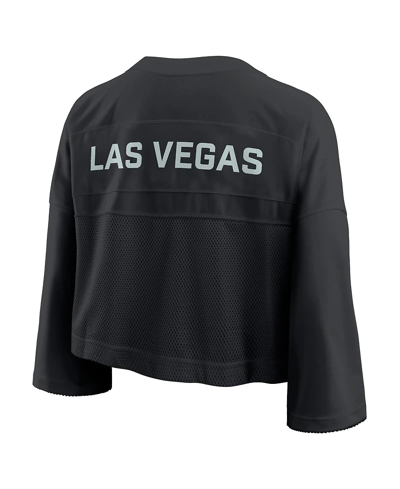 Nike Women's Black Las Vegas Raiders Primetime Cropped Mesh Dri-fit Fashion Jersey