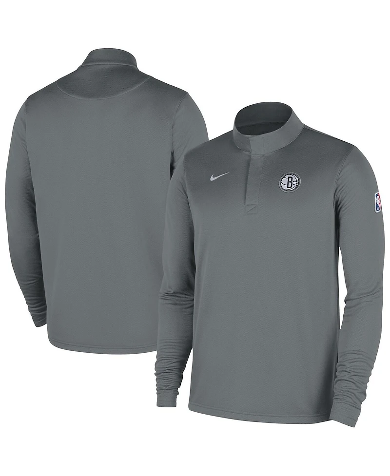 Nike Men's Gray Brooklyn Nets 2025/26 Authentic Coaches Quarter-Zip Dri-Fit Sweatshirt