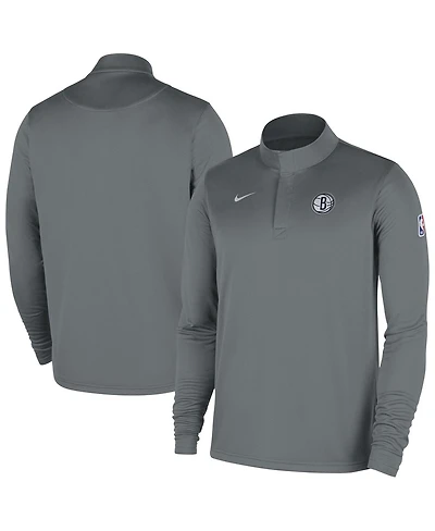Nike Men's Gray Brooklyn Nets 2025/26 Authentic Coaches Quarter-Zip Dri-Fit Sweatshirt
