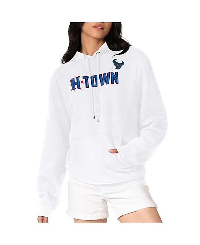 G-iii 4Her by Carl Banks Women's White Houston Texans H-Town Fleece Pullover Hoodie