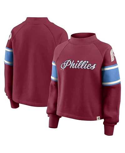 Fanatics Women's Burgundy Philadelphia Phillies Oversized Toss Sweep Raglan Pullover Sweatshirt