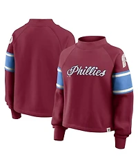 Fanatics Women's Burgundy Philadelphia Phillies Oversized Toss Sweep Raglan Pullover Sweatshirt