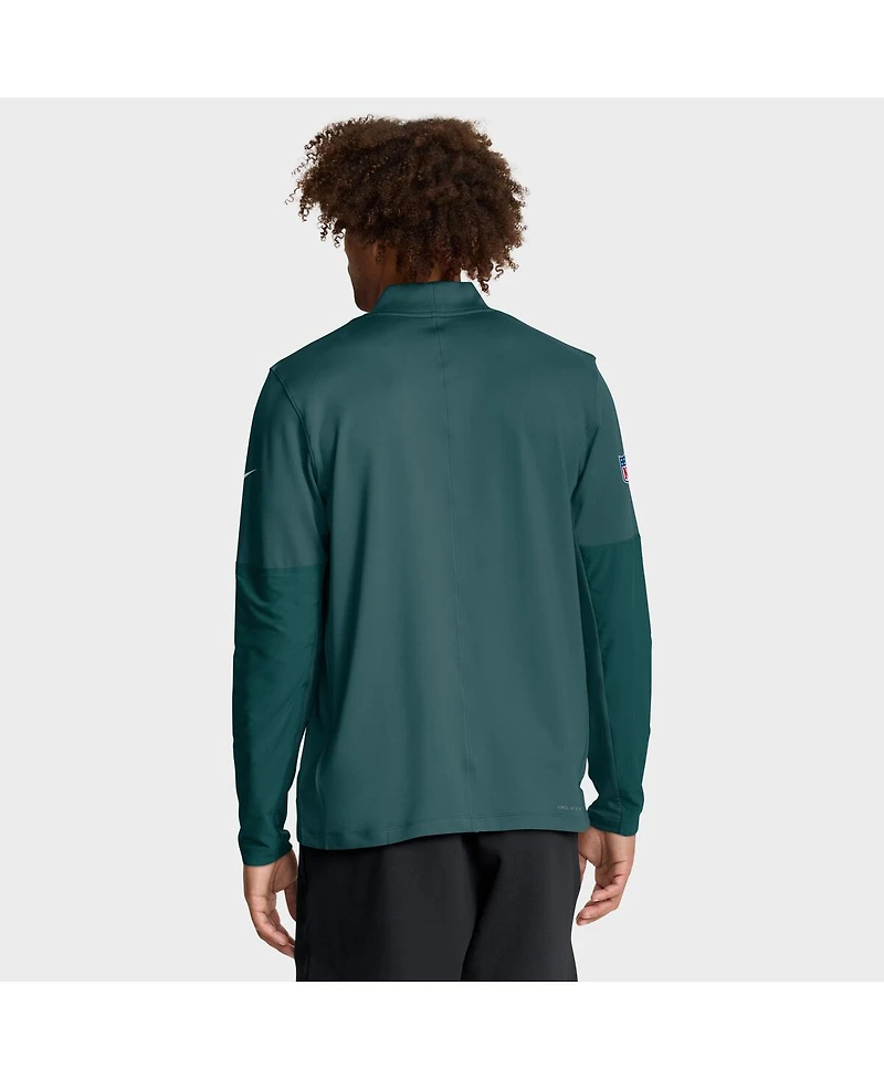 Nike Men's Green Philadelphia Eagles Sideline Dri-fit Half-Zip Pullover Hoodie