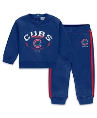 Wear by Erin Andrews Newborn 2-Piece Royal Chicago Cubs Fleece Crewneck and Pants Set