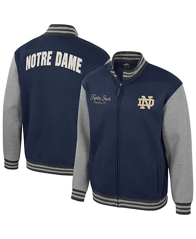 Colosseum Men's Navy Notre Dame Fighting Irish Ambi-Turner Full-Zip Varsity Jacket