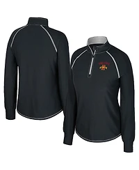 Colosseum Women's Black Iowa State Cyclones Bikram Raglan Quarter-Zip Sweatshirt