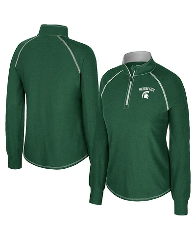 Colosseum Women's Green Notre Dame Fighting Irish Bikram Raglan Quarter-Zip Sweatshirt