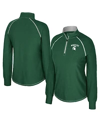Colosseum Women's Green Notre Dame Fighting Irish Bikram Raglan Quarter-Zip Sweatshirt