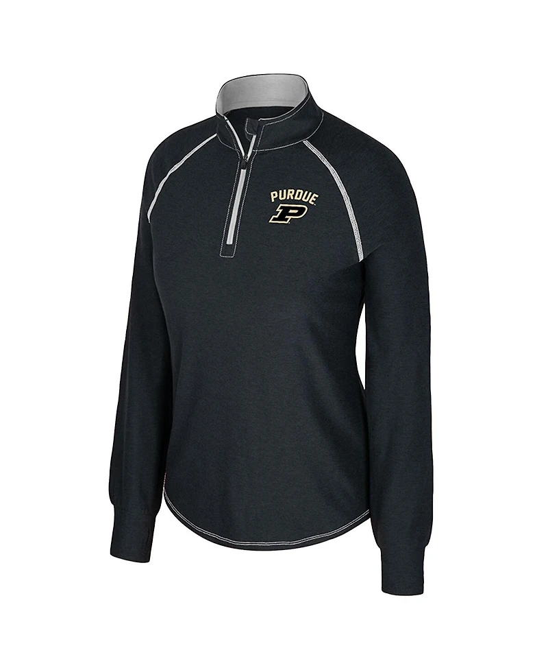 Colosseum Women's Black Purdue Boilermakers Bikram Raglan Quarter-Zip Sweatshirt