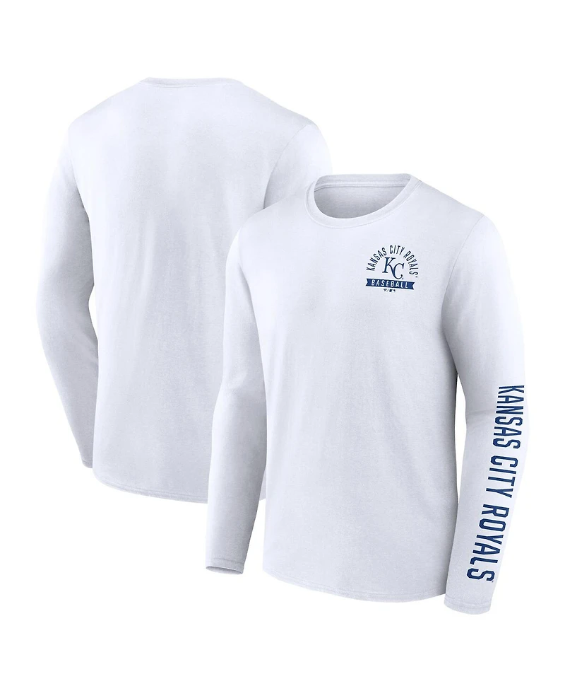 Fanatics Men's White Kansas City Royals Press Box Long Sleeve T-Shirt