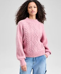 Now This Womens Cable Knit Mock Neck Sweater Macys Exclusive