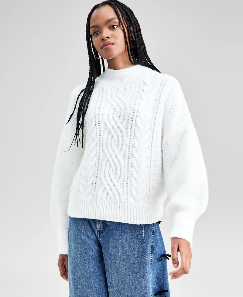 And Now This Women's Cable-Knit Mock-Neck Sweater, Macy's Exclusive