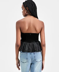 Bar Iii Women's Velvet Peplum Corset Strapless Top, Macy's Exclusive