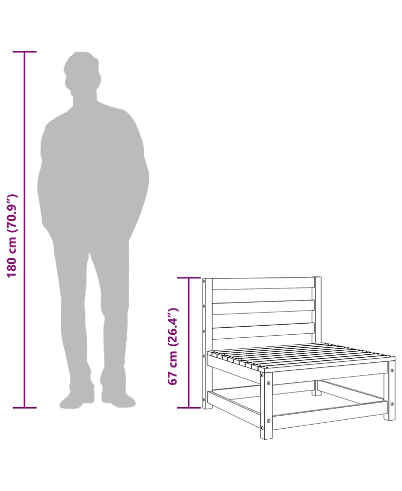 vidaXL Patio Middle Sofas 3 pcs Honey Brown Solid Pinewood
