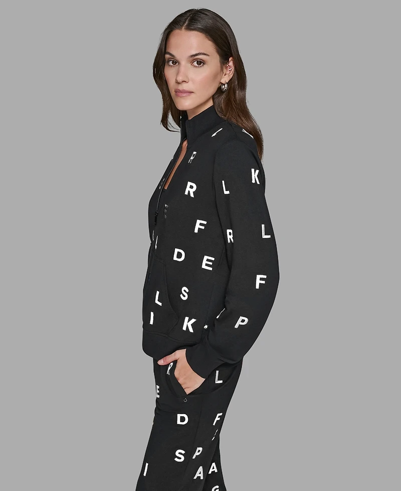 Karl Lagerfeld Paris Women's Logo Detail Long Sleeve Jacket