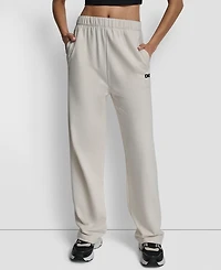 Dkny Women's Flocked Logo Boyfriend Open Leg Pants