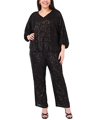 Vince Camuto Plus Size Sequin 3 4 Sleeve Blouse Sequin Pull On Flare Pants