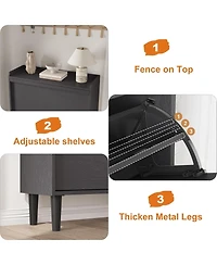 Shoe Cabinet with 2 Flip Drawers, Wooden Shoe Organizer with Adjustable Shelf, Shoe Storage for Entryway, Hidden Shoe Cabinet for Hallway, Living Room