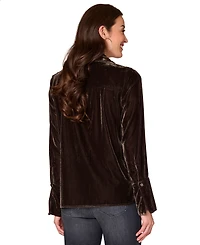 Democracy Petite Velvet Button-Front Top