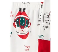 Carter's Toddler Boys or Girls 2-Piece Santa Print Top and Pants Pajama Set