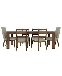 Davie Rectangular 7-Pc. Dining Set (Table, 4 Ladder Side Chair & 2 Upholstered Chairs)