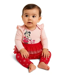 Disney Baby Girls 2-Piece Minnie Mouse Holiday Bodysuit and Skegging Set
