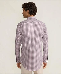 Lands' End Men's Pattern No Iron Supima Pinpoint Button Down Collar Dress Shirt