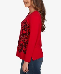 Ruby Rd. Petite Floral Paisley Jacquard Sweater