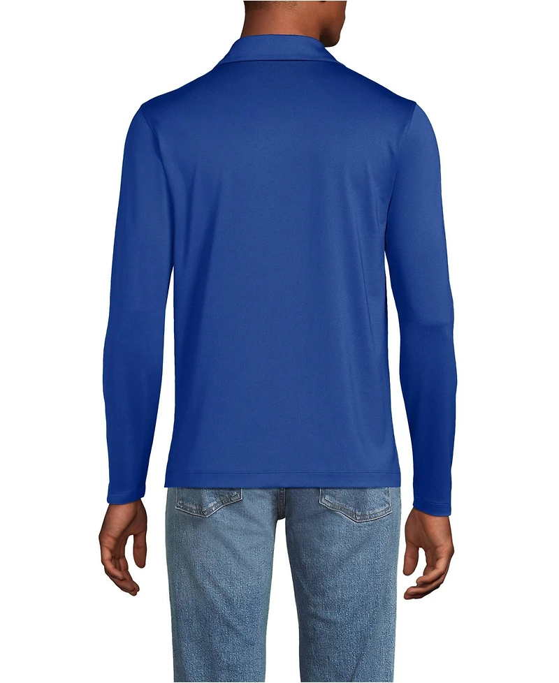 Lands' End School Uniform Men's Rapid Dry Long Sleeve Modern Fit Polo