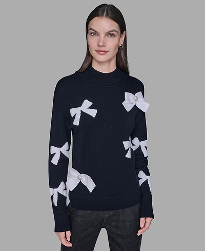 Karl Lagerfeld Paris Petite Bow Long Sleeves Sweater
