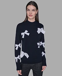 Karl Lagerfeld Paris Petite Bow Long Sleeves Sweater