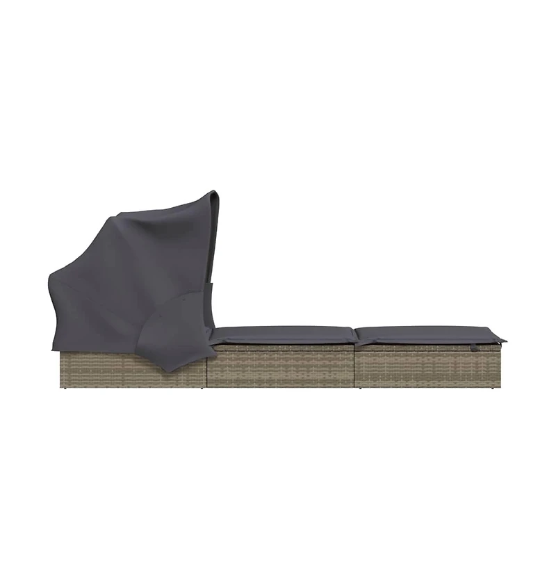 Sunbed Grey Pe Rattan, Powder-Coated Steel 83.1 x 25.6 in