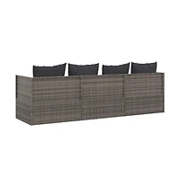 Outdoor Lounge Bed Grey Poly rattan, powder-coated steel, fabric