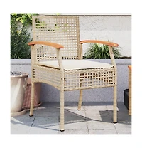 Garden Chair Set of 2 Beige and Brown Pe rattan Medium