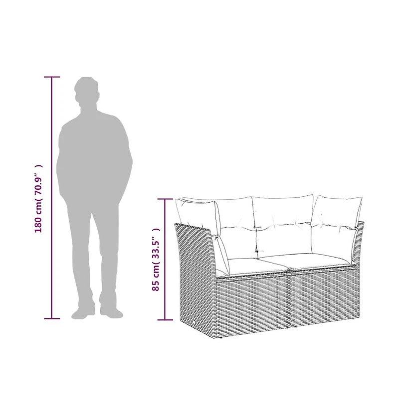 Garden Sofa Black Pe Rattan 2-seater Removable Covers