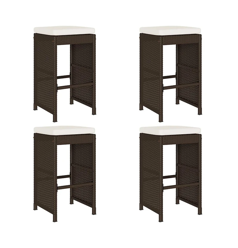 Garden Bar Stool Set of 4 Brown, Cream white