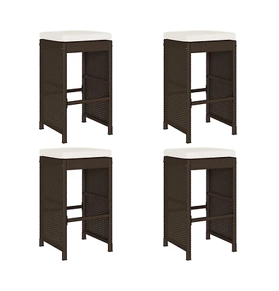 Garden Bar Stool Set of 4 Brown, Cream white