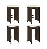Garden Bar Stool Set of 4 Brown, Cream white