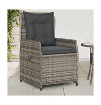 Reclining Garden Chair Grey Pe rattan, powder-coated steel Single