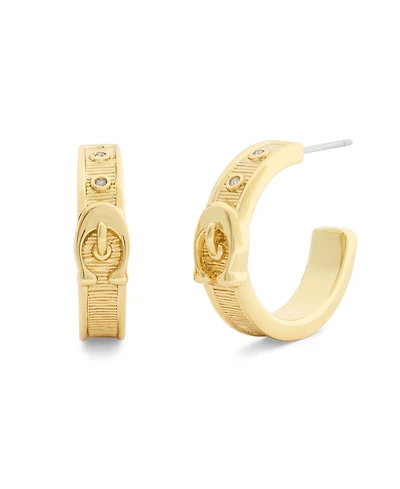 Coach Gold Plated Buckle Hoop Earrings