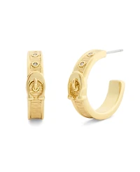 Coach Gold Plated Buckle Hoop Earrings