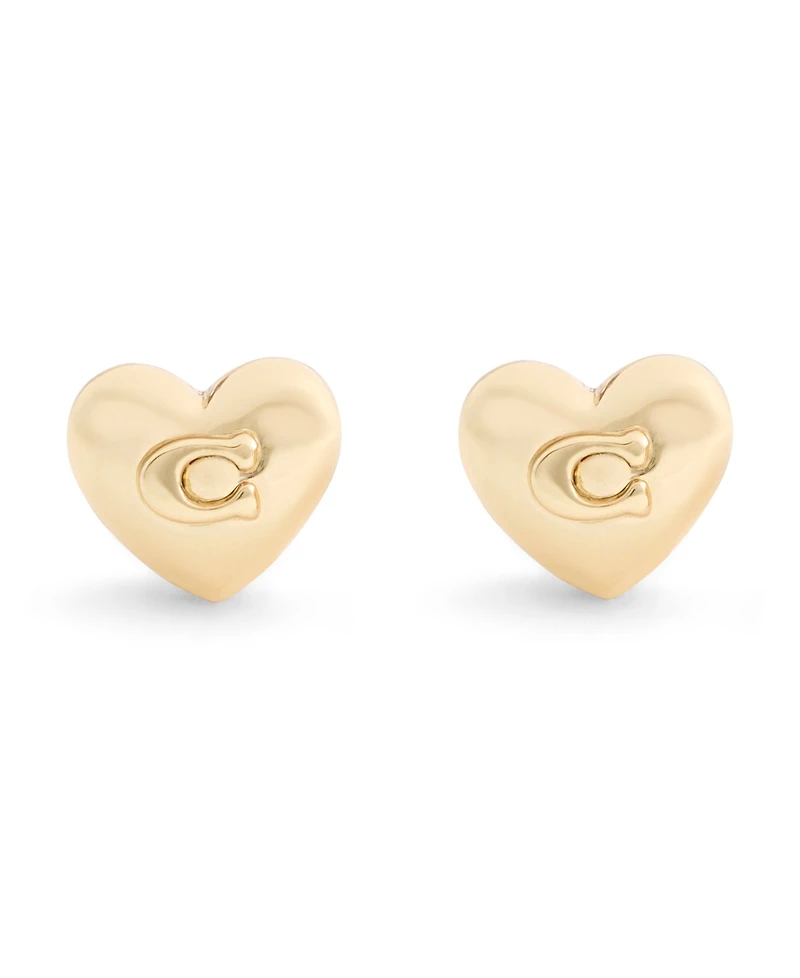 Coach Gold Plated Heart Stud Earrings