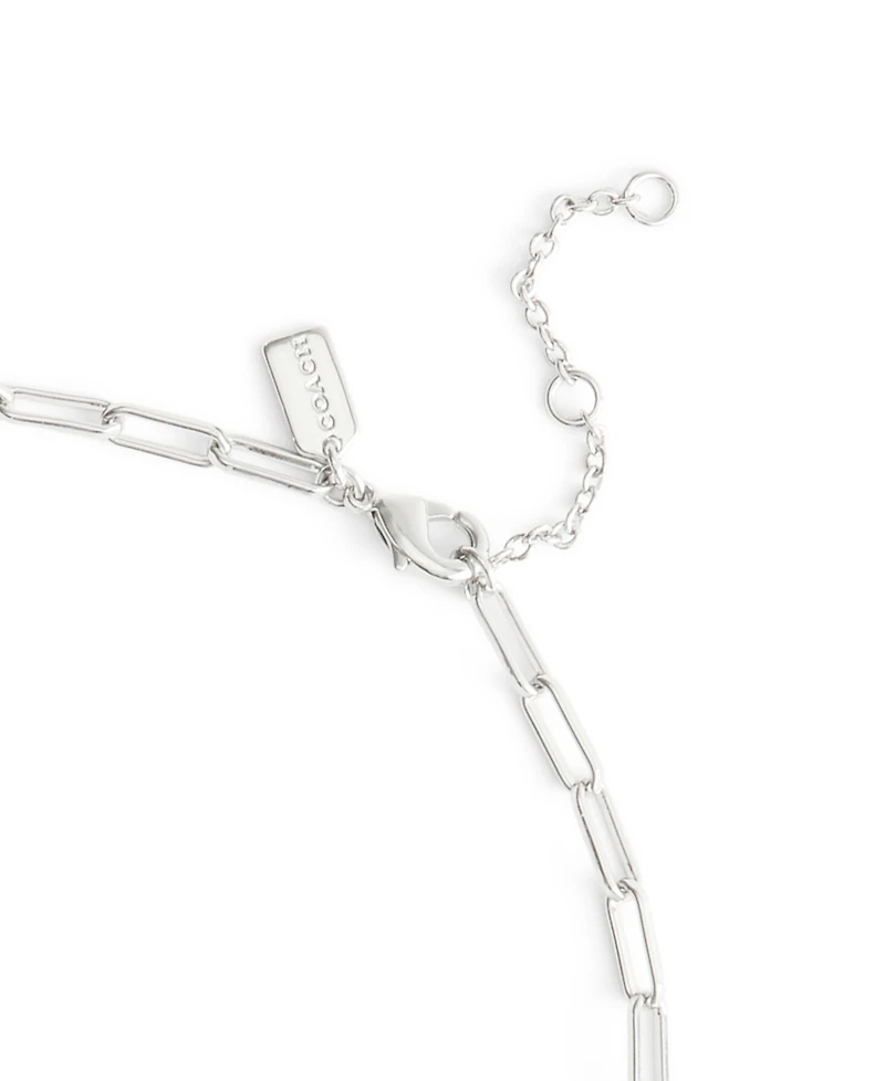 Coach Rhodium Plated Hangtag Pendant Necklace