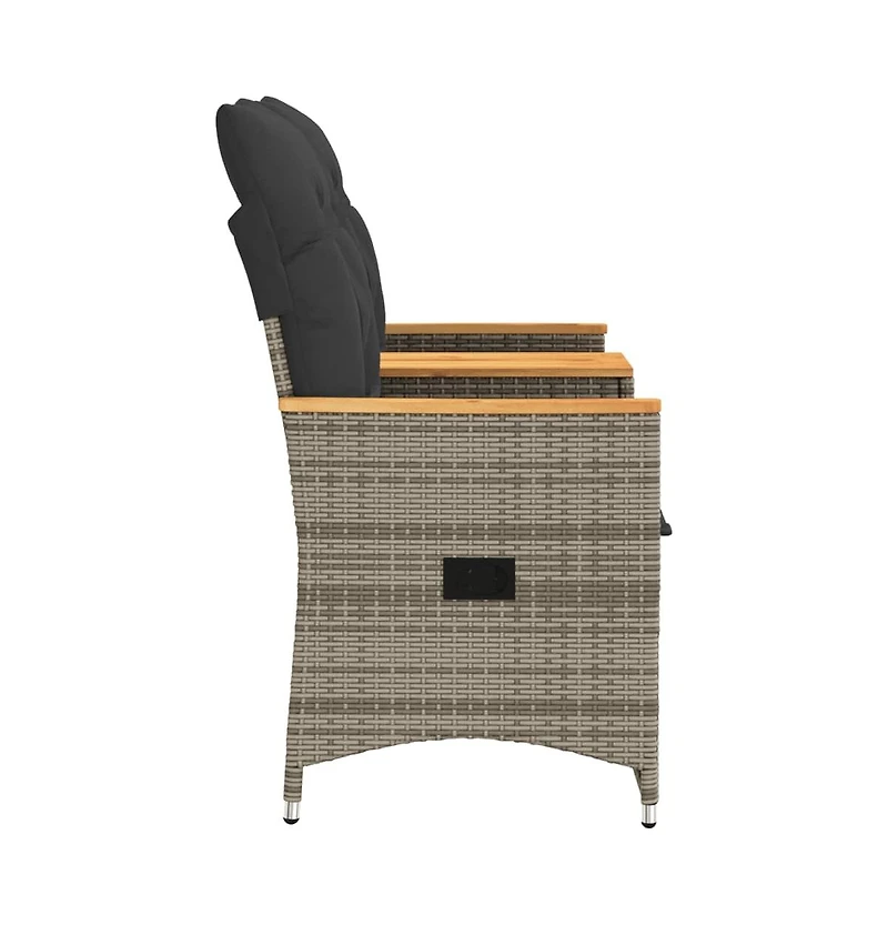 Reclining Garden Sofa Grey Pe Rattan Standard for 2-seater sofas