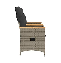 Reclining Garden Sofa Grey Pe Rattan Standard for 2-seater sofas