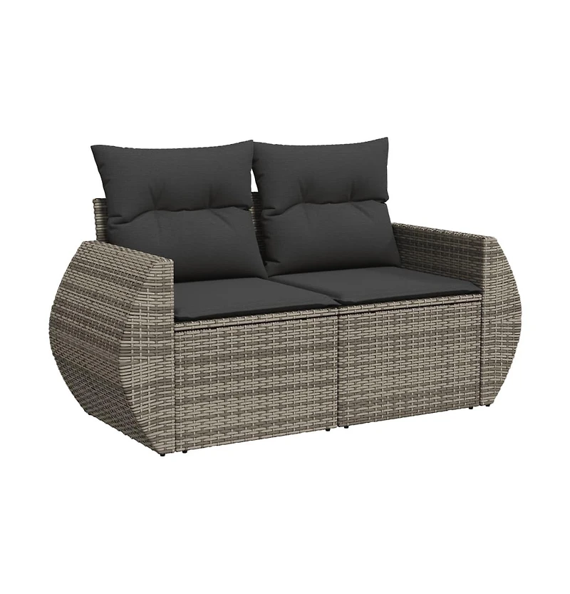 Garden Sofa Grey Pe Rattan, Powder-coated Steel Medium Modular