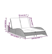 Patio Sun Lounger Gray Pe rattan Dual seat large outdoor lounger