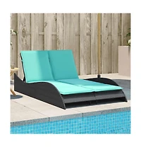 Sun Lounger with Cushions Black 44.9"x80.7"x28.7" Poly Rattan